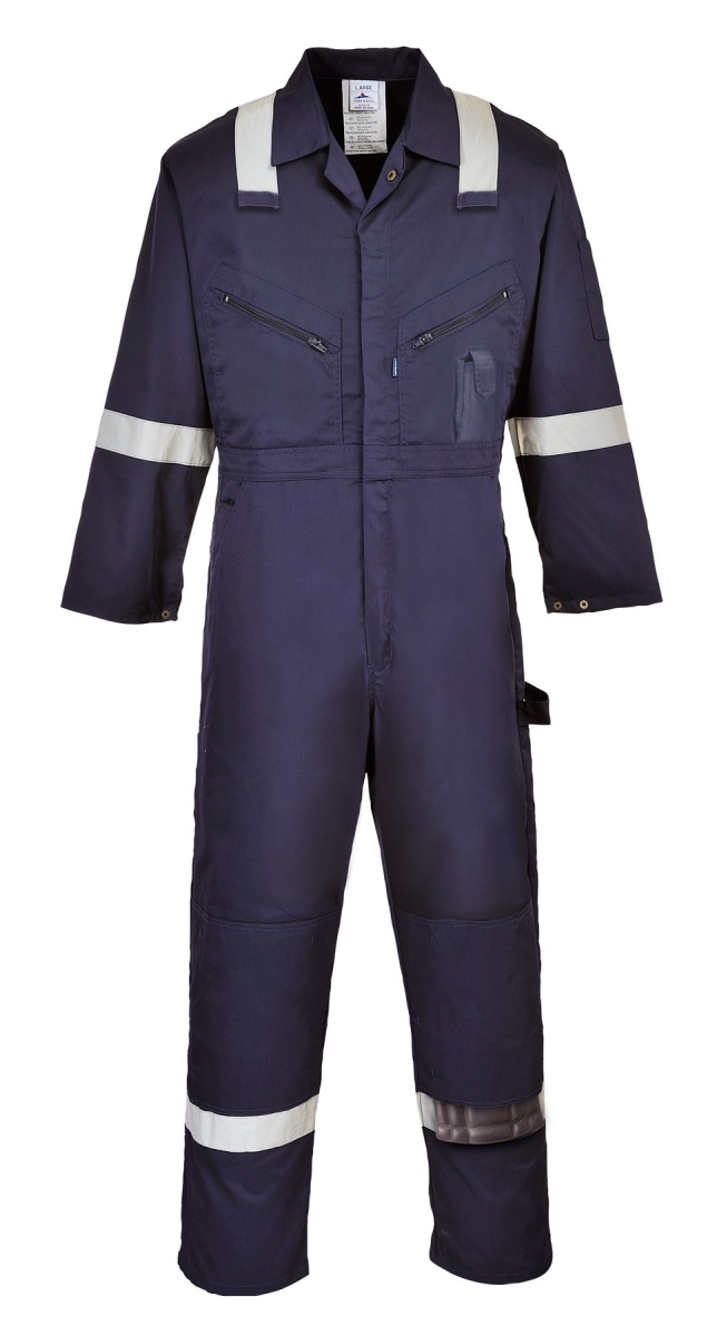 Iona Coverall, 100% Cotton, 5.5 oz.  Enhanced Visibility, Navy, M