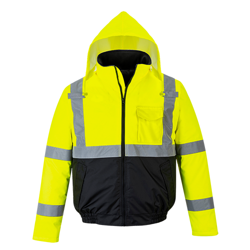 High-Visibility Classic Bomber Jacket - Yellow & Black - 5XL