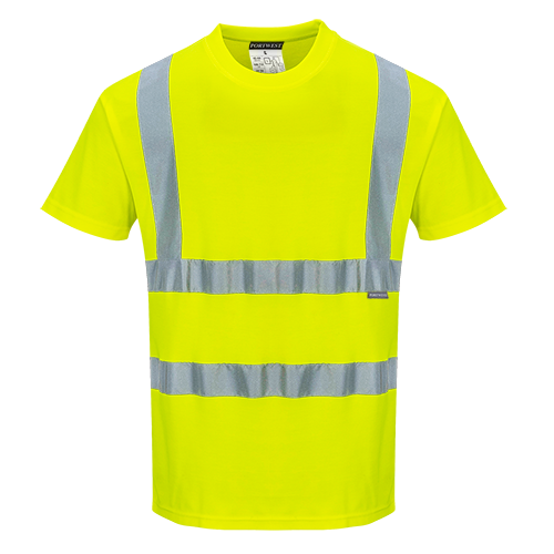 Cotton Comfort T-Shirt S/S, Class 2, Type R, 55% Cotton, 45% Polyester, Yellow, S