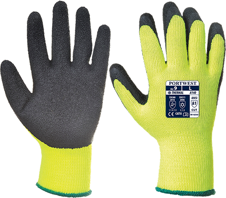 A140BKRXS Thermal Grip Glove, Yellow & Black - Extra Small, Regular