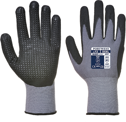 A351G8RXXXL Dermiflex Plus Glove, Grey & Black - 3XL, Regular