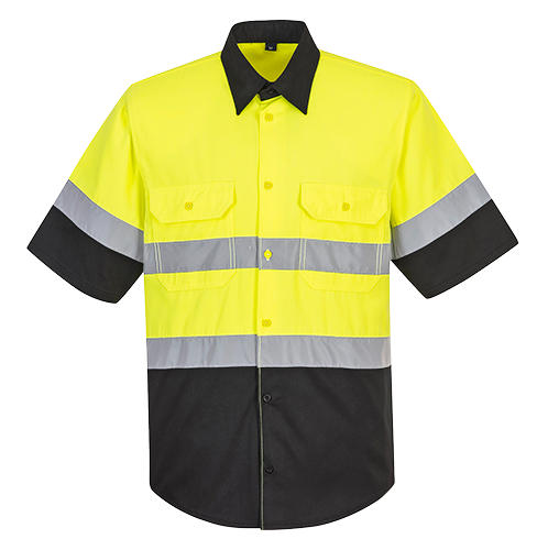 E067YBRXL Hi-Vis Work Shirt Short Sleeve - Extra Large - Yellow & Black