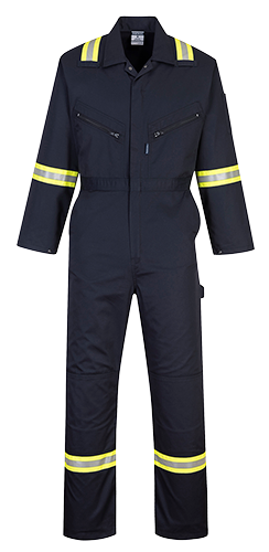 Iona Coverall, 65% Poly/35% Cotton, 7 oz., Xtra Enhanced, Navy, 2XL