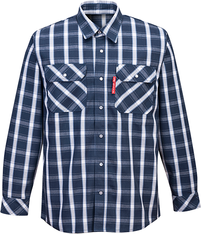 88 by 12 FR Plaid Shirt - Large - Navy