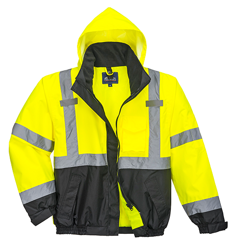 US365YBR7XL Hi-Vis 3in1 Premium Bomber Jacket - 7XL - Yellow & Black -  Portwest