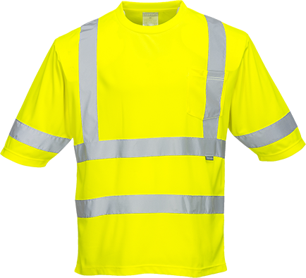 Dayton Class 3 T-Shirt, Class 3, Type R, 100% Polyester, Yellow, 7XL