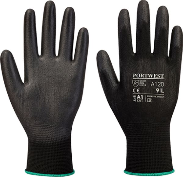 A120BKRXXS PU Palm Glove, Black - 2XS