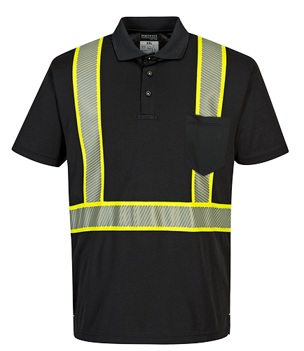 F140BKRXL Mens Iona Plus Short Sleeve Polo Shirt, Black - Extra Large