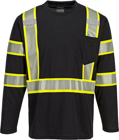 Iona Plus T-Shirt L/S, 100% Birdseye Polyester, Black, S