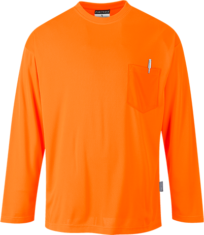 Long Sleeve Moisture Wicking T-Shirt, 100% Polyester, Orange, 5XL