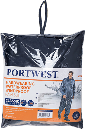 L440NARL PVC Coated Rain Suit, Navy - Large