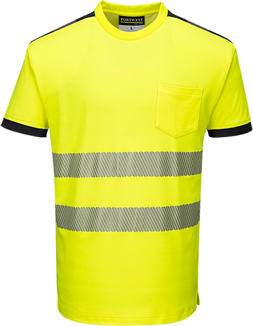 T181YBRXXL PW3 Hi-Vis Short Sleeve T-Shirt, Yellow & Black - 2XL