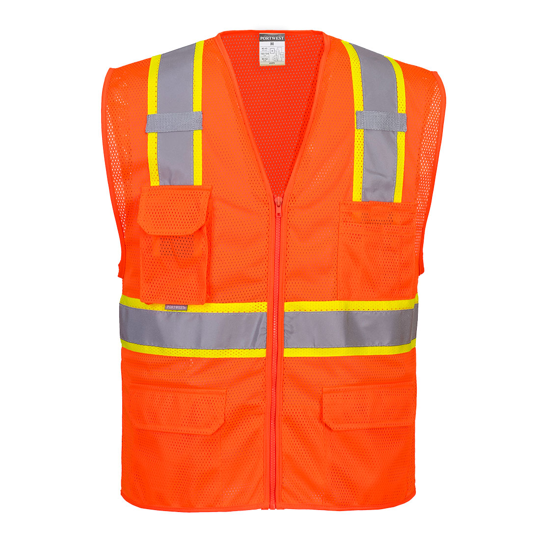 US374ORR4XL Orlando Contrast Mesh Vest - Orange - 4XL