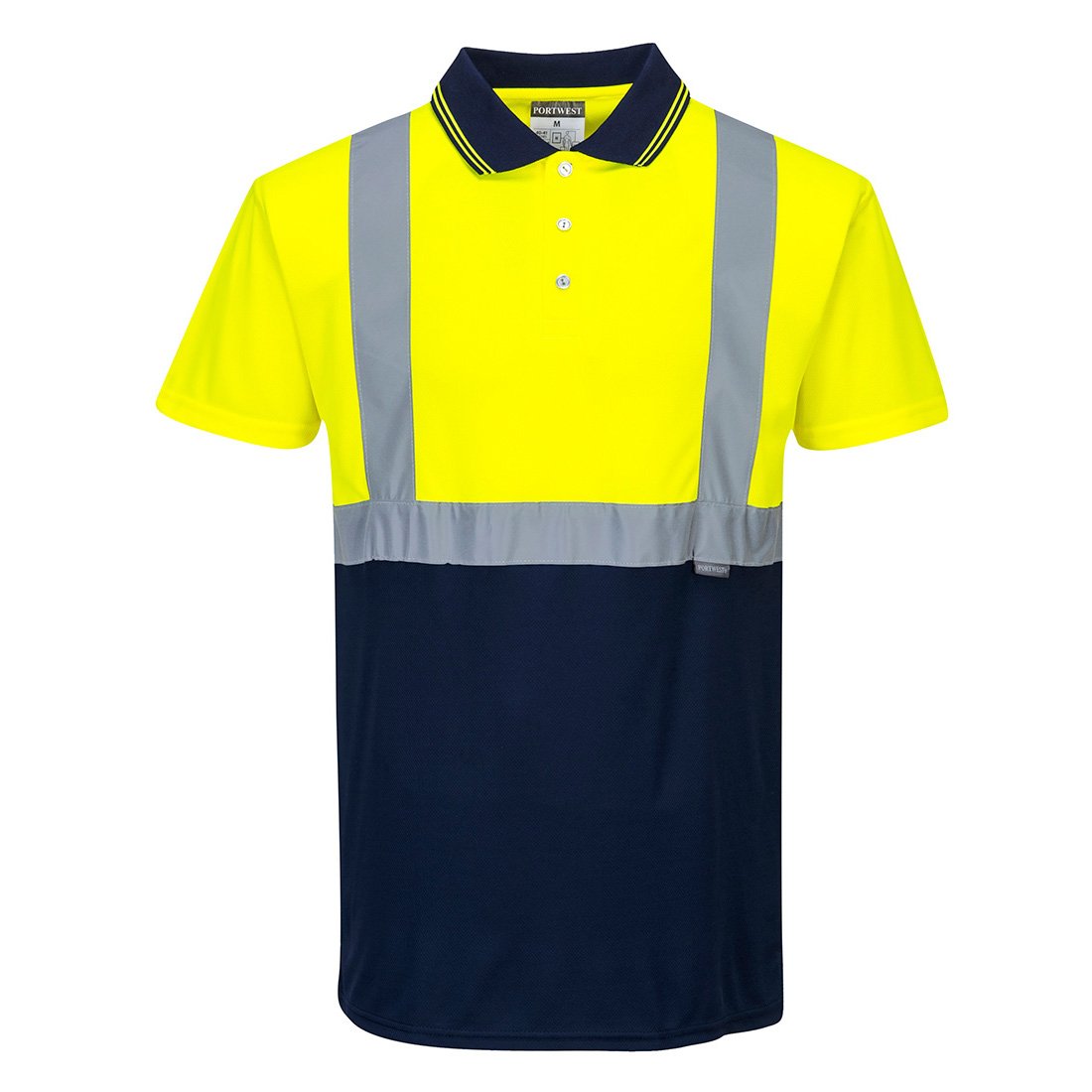 S479YNR5XL Hi-Vis 2-Tone Regular Polo Shirt, Yellow & Navy - 5XL -  Portwest