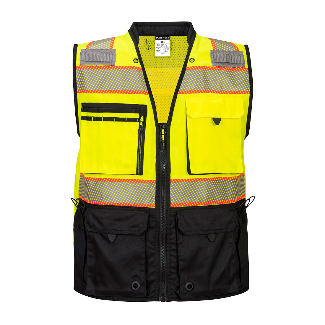 US375OBRS Premium Surveyor Vest, Orange & Black - Small