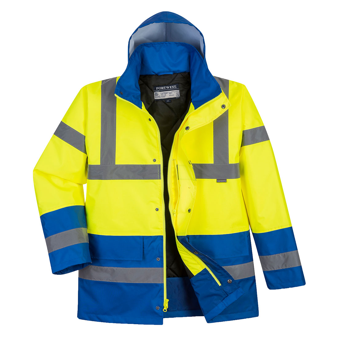 US466YRBS Hi-Vis Contrast Traffic Jacket, Yellow & Royal Blue - Small
