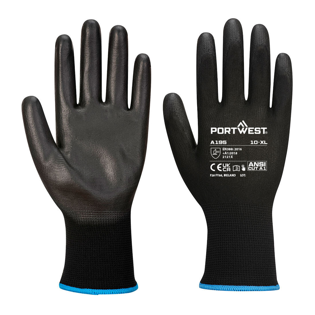A195K8RS Touchscreen PU Glove, Black - Small