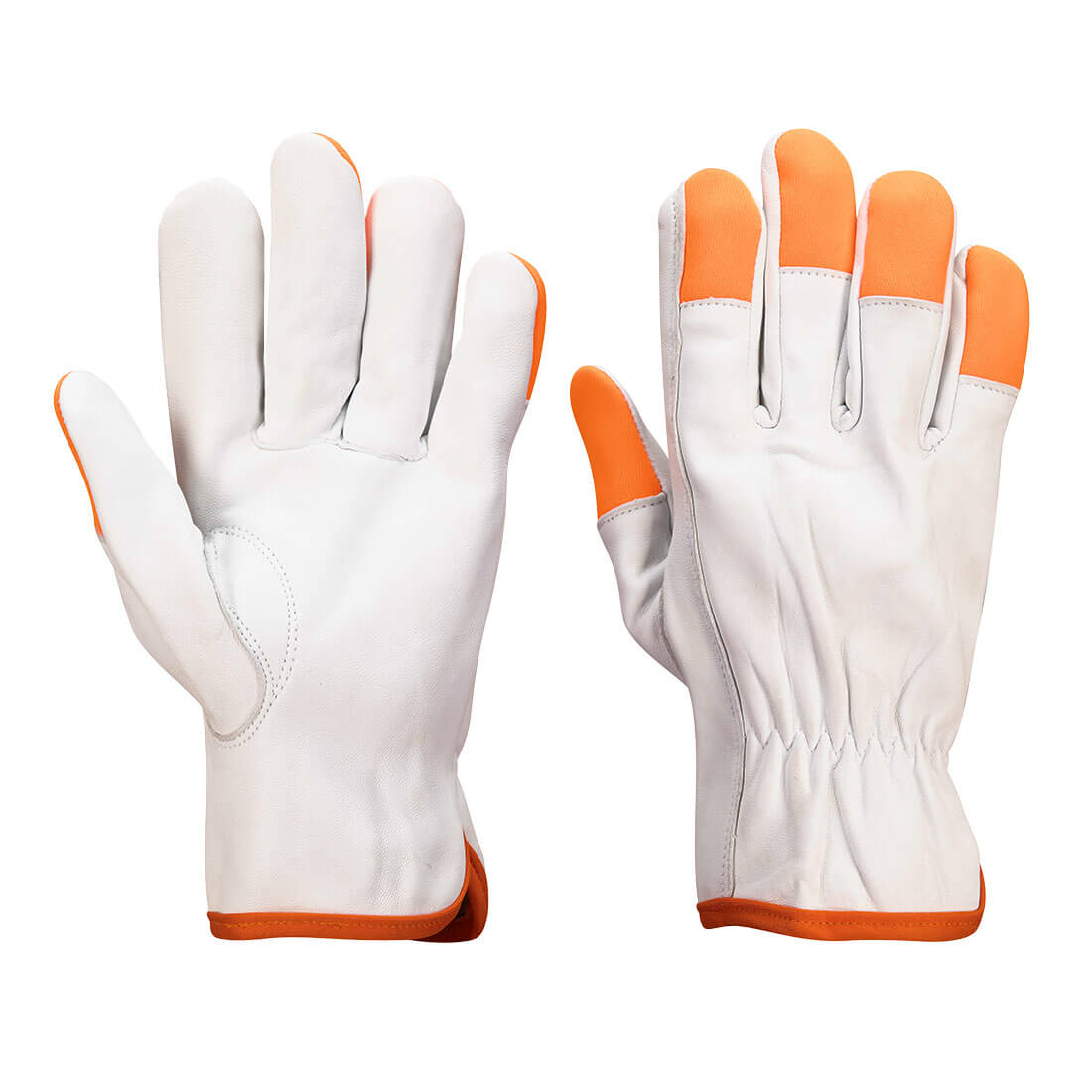 A261WHRM Orange Tip Driver Glove, White - Medium