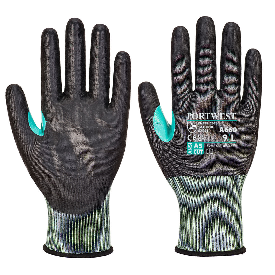 A660K8RXL CS VHR18 PU Cut Glove, Black - Extra Large