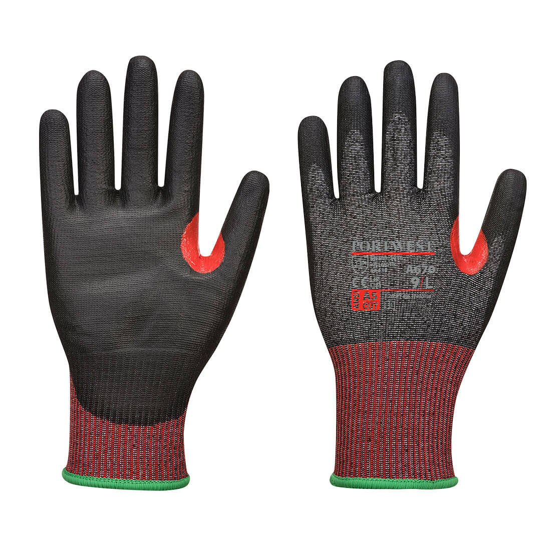 A670K8RXL Polyurethane Cut Glove, Black - Extra Large