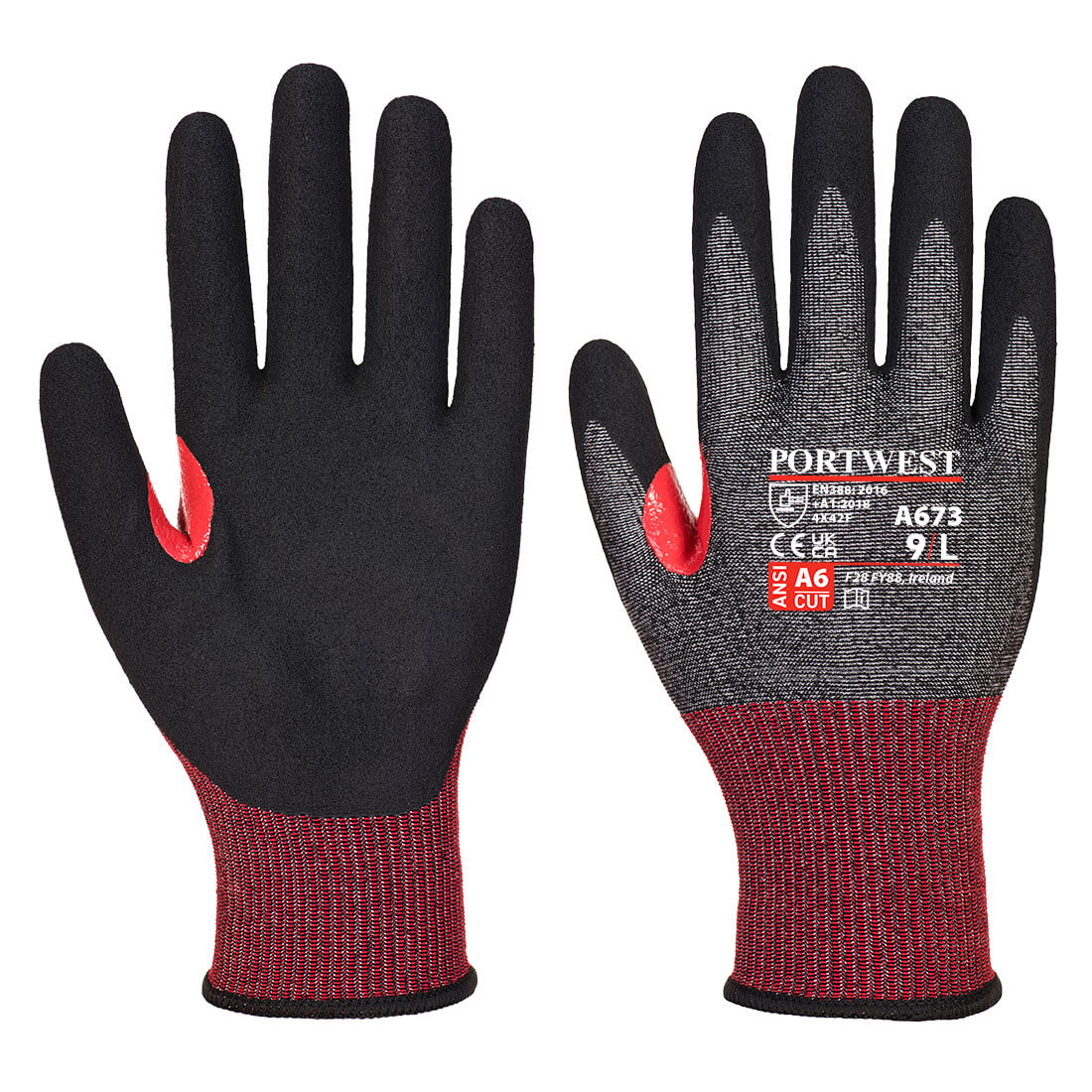 A673K8RS CS AHR18 Nitrile Foam Cut Glove, Black - Small
