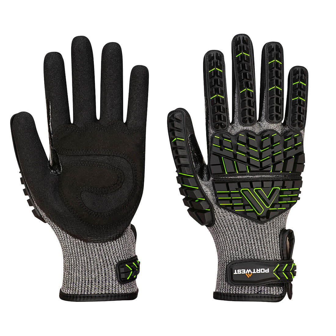 A755K3RM VHR15 Nitrile Foam Impact Glove, Black & Green - Medium