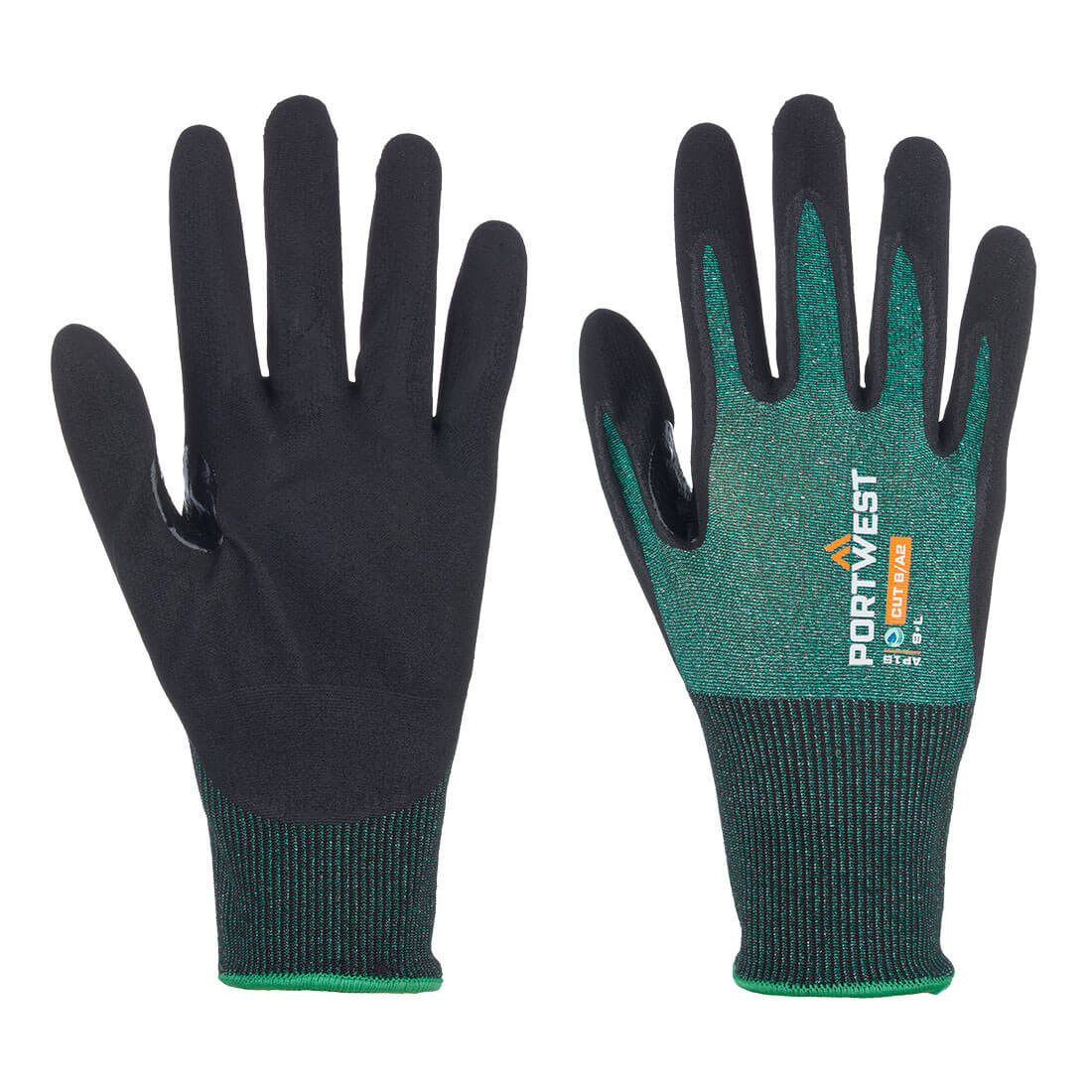 AP15E8RS Micro Foam Gloves, Green & Black, Small - Pack of 12