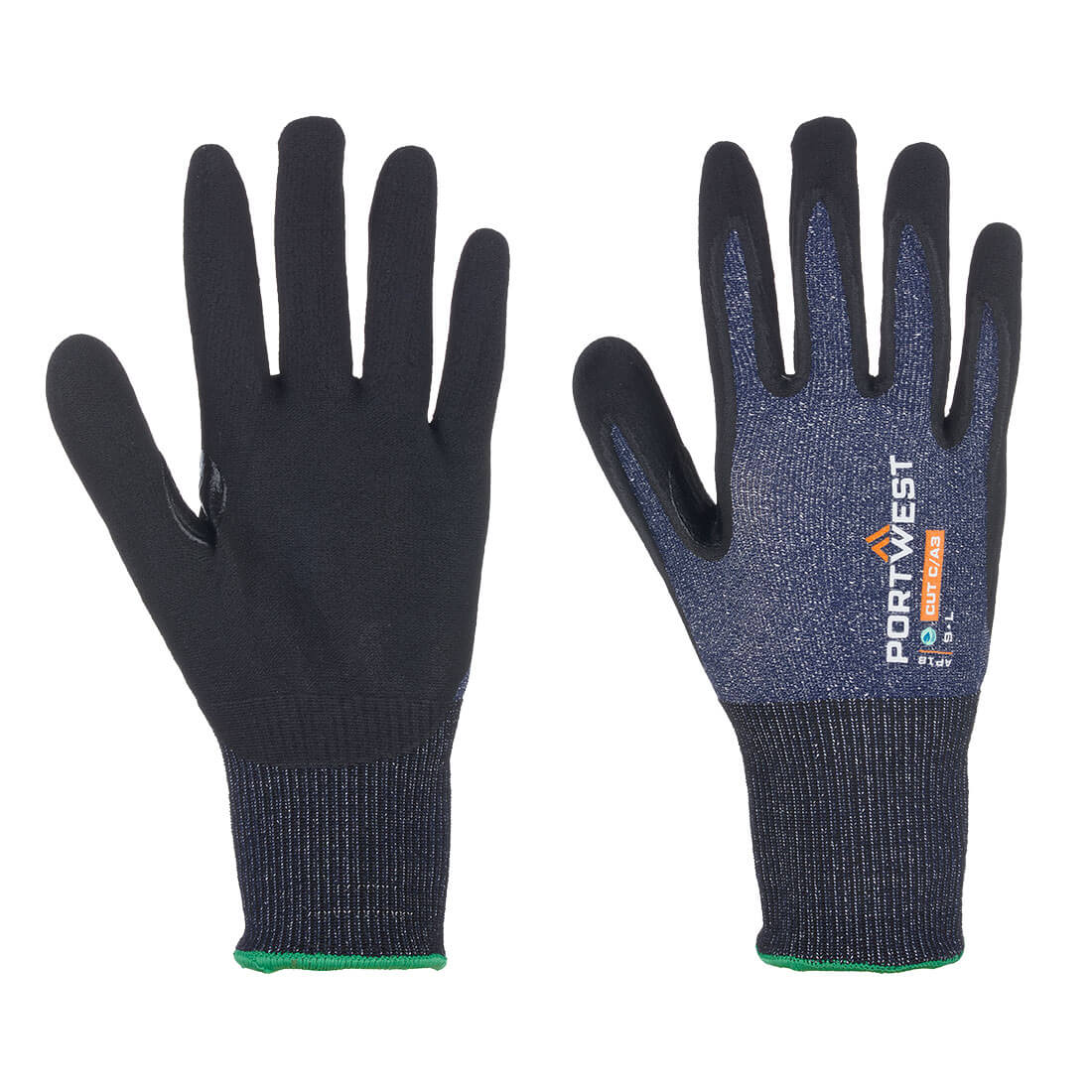 AP18B8RM Micro Foam Gloves, Blue & Black, Medium - Pack of 12