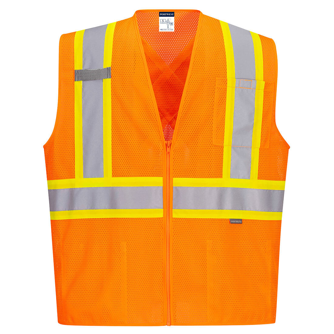 CA101ORRL X-Back Contrast Tape Vest, Orange - Large