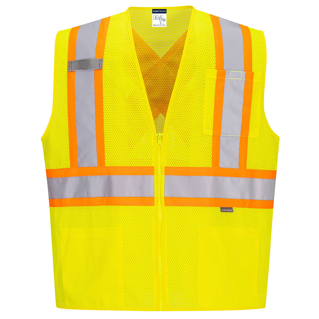 CA101YERL Back Contrast Tape Vest, Yellow - Large