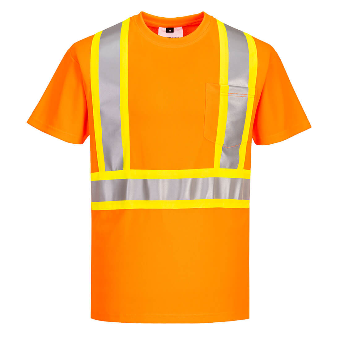CA110ORRL Contrast Tape Short Sleeve T-Shirt, Orange - Large
