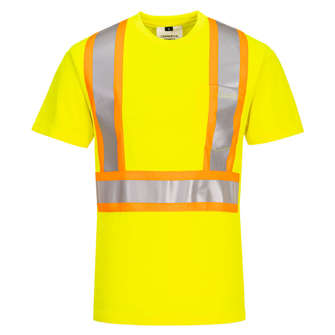 CA110YERM Contrast Tape Short Sleeve T-Shirt, Yellow - Medium