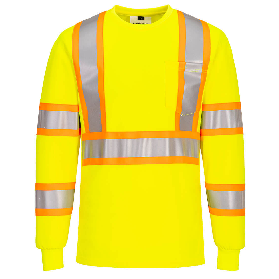 CA111YERM Contrast Tape Long Sleeve T-Shirt, Yellow - Medium