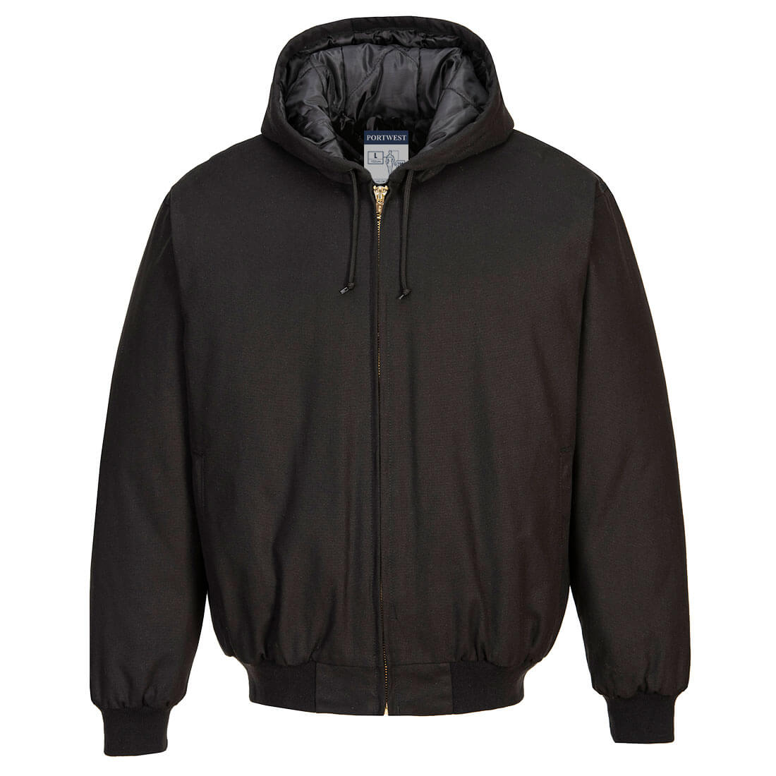 DC801BKR4XL DuraDuck Work Quilt Lined Hooded Jacket, Black - 4XL