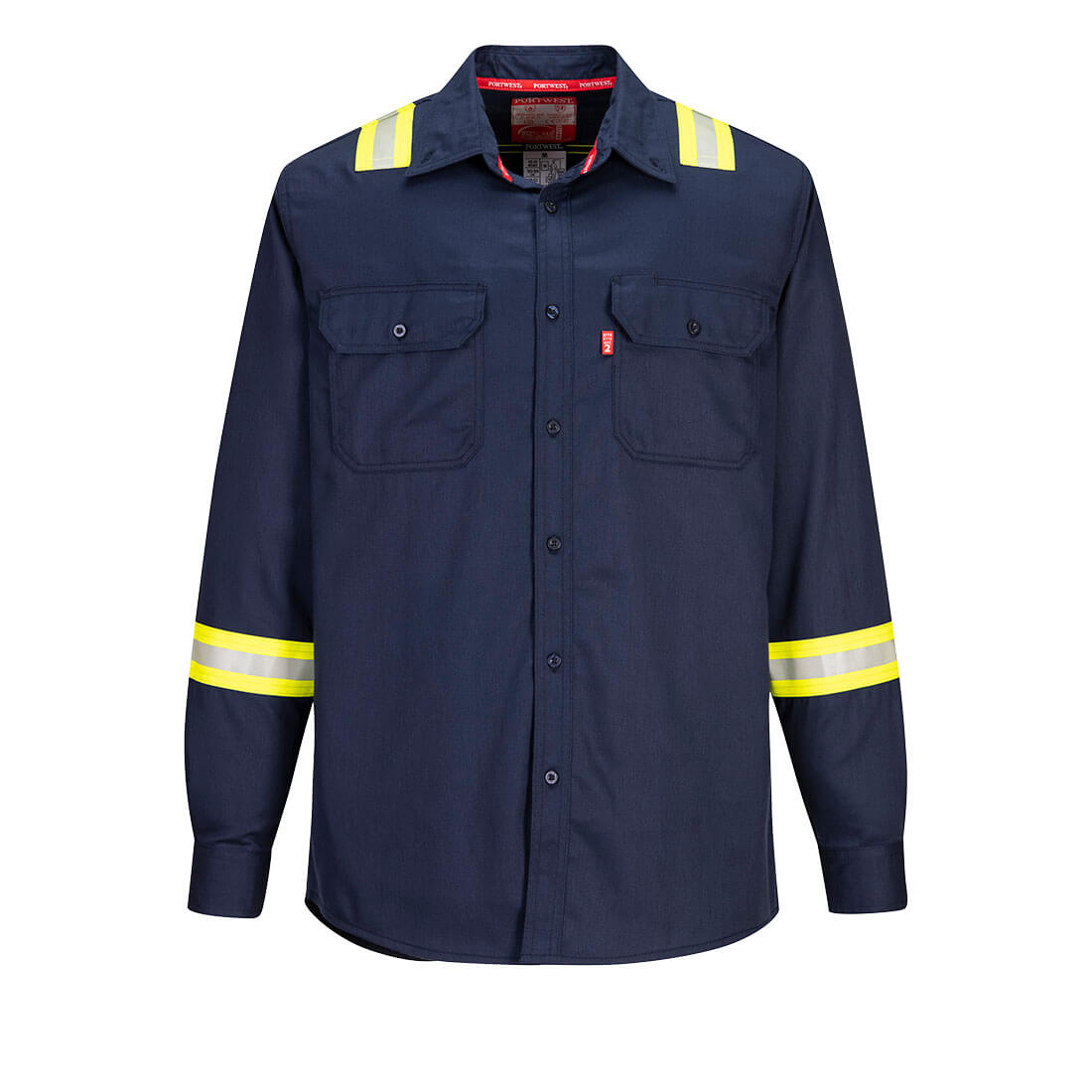 FR706NARM Bizflame 88 by 12 FR Taped Shirt, Navy - Medium