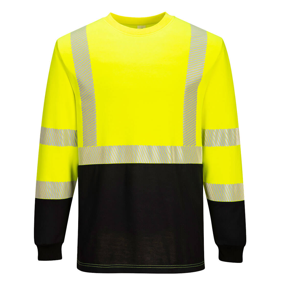 FR709YBR4XL Mens FR Hi-Vis 2-Tone Crew Neck T-Shirt, Yellow & Black - 4XL -  Portwest