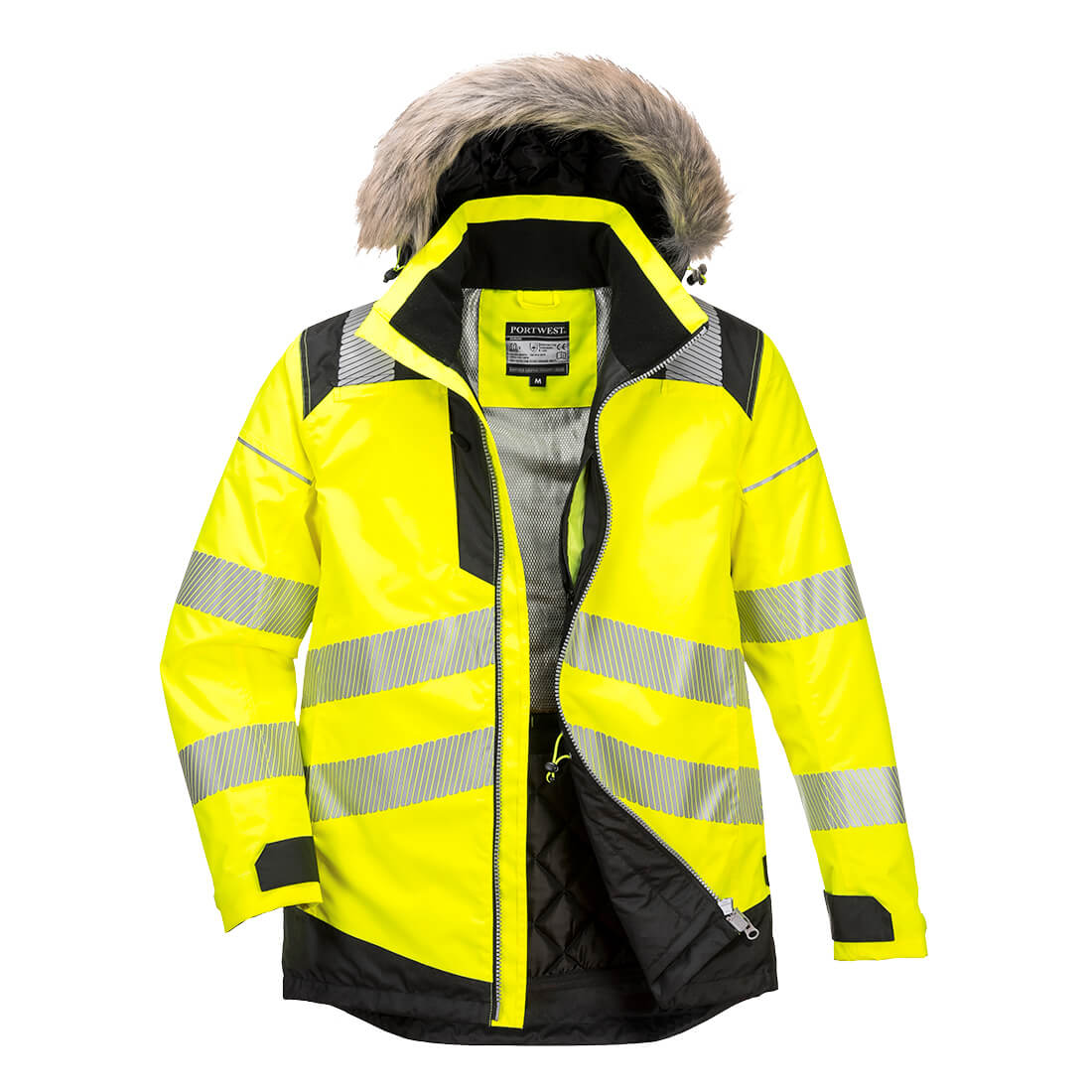 PW369YBRXL Hi-Vis Winter Parka Jacket, Yellow & Black - Extra Large