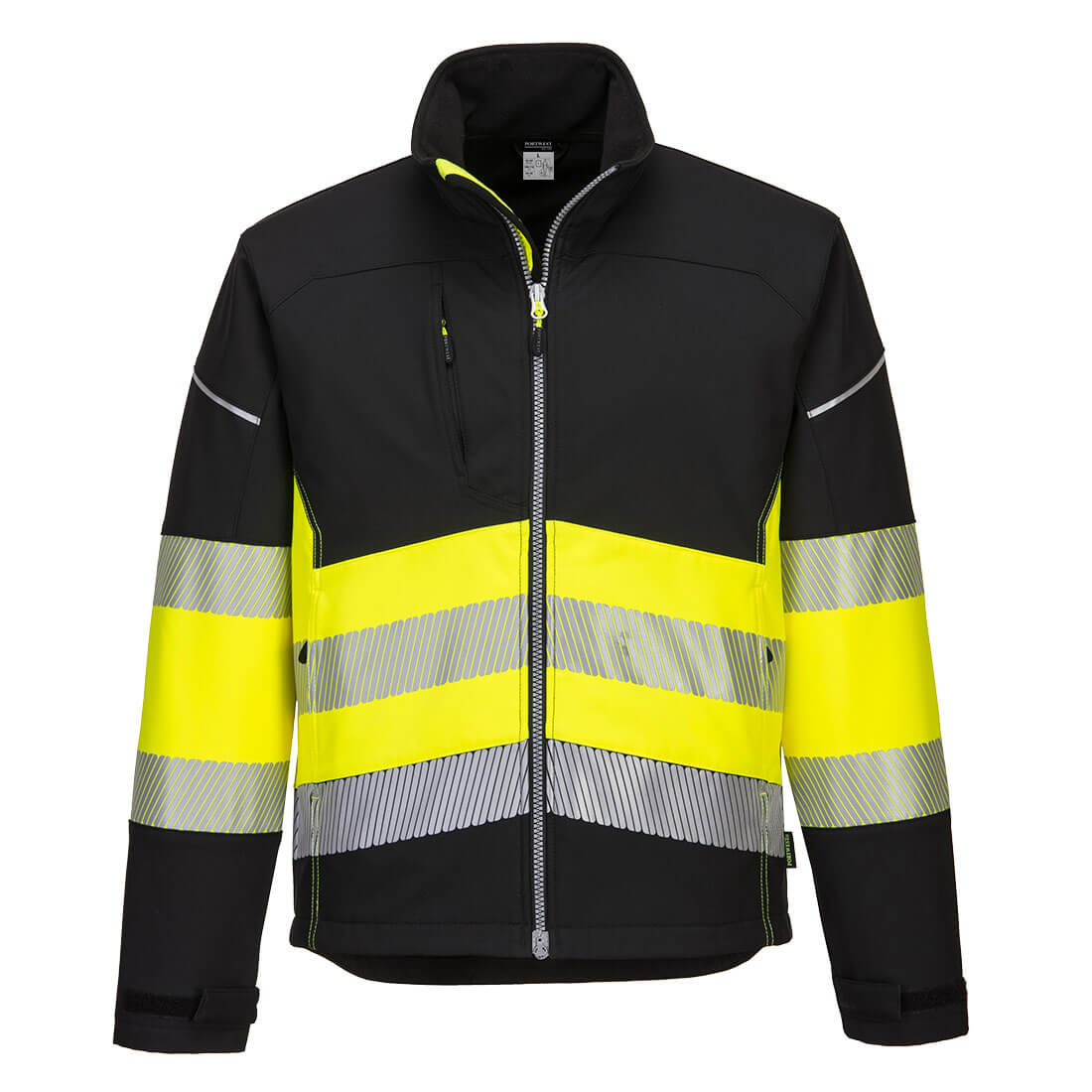 PW375BKYXS PW3 Hi-Vis Class 1 Softshell Jacket, Black & Yellow - Extra Small