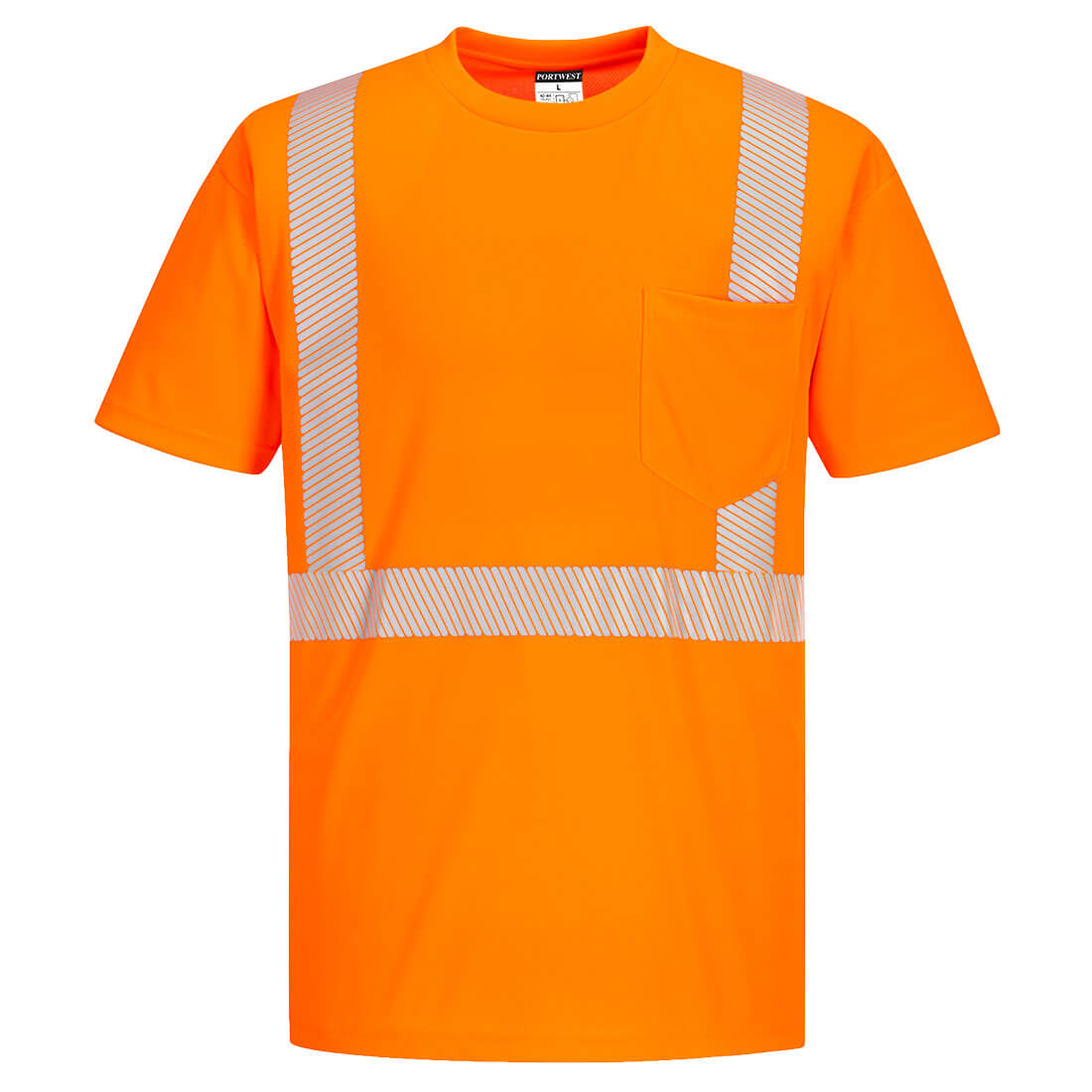 S194ORRS Segmented Tape Short Sleeve T-Shirt, Orange - Small