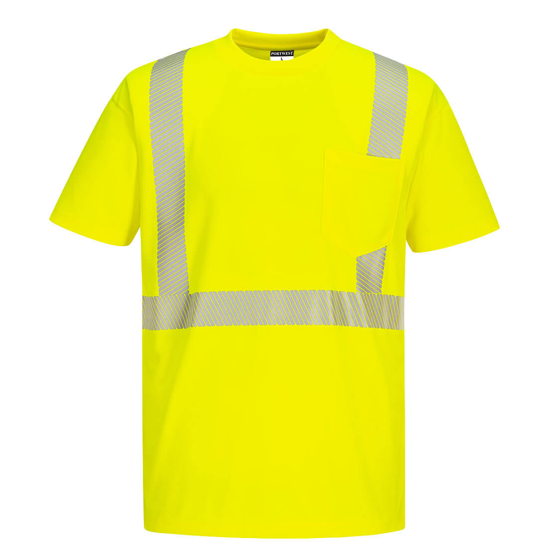 S194YERM Segmented Tape Short Sleeve T-Shirt, Yellow - Medium