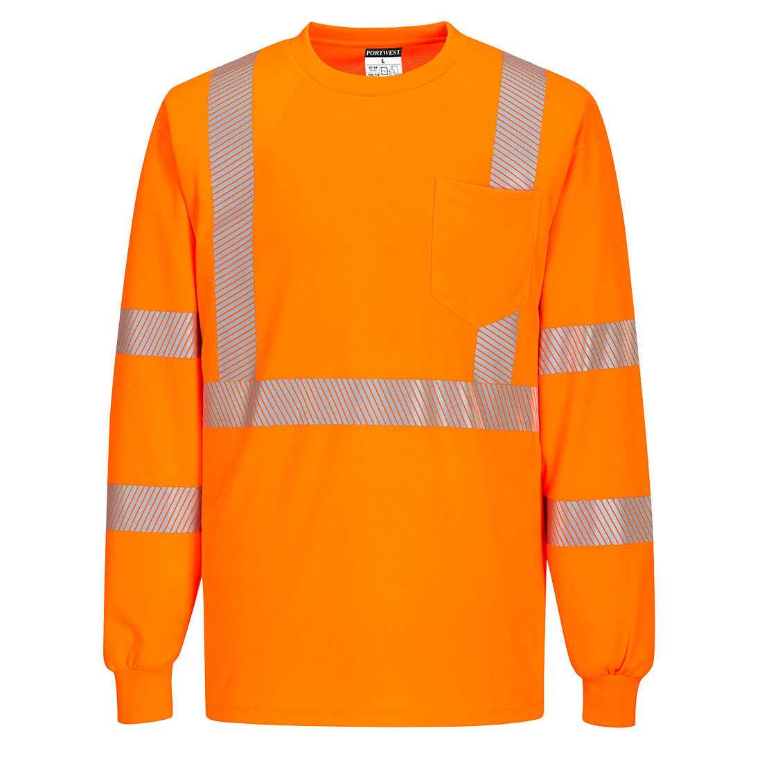 S195ORR4XL Segmented Tape Long Sleeve T-Shirt, Orange - 4XL
