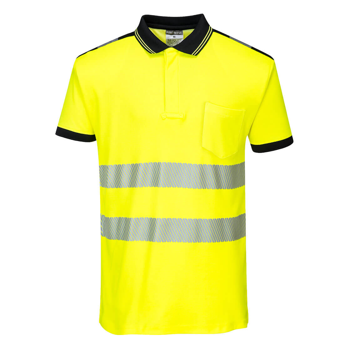 T180YBR5XL Mens PW3 Hi-Vis Short Sleeve T-Shirt, Yellow & Black - 5XL
