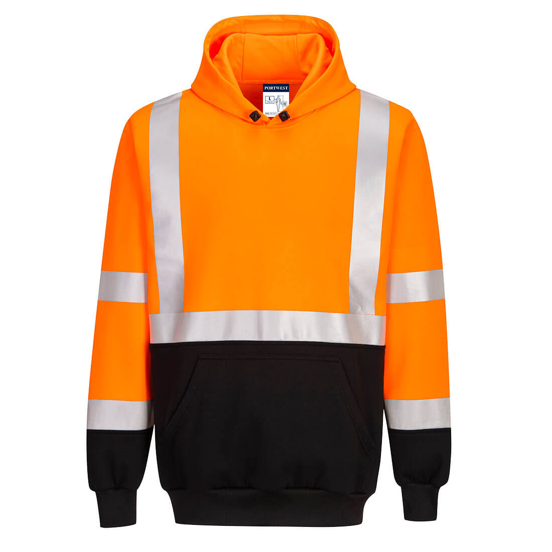 UB324OBRS Two-Tone Hooded Sweatshirt, Orange & Black - Small