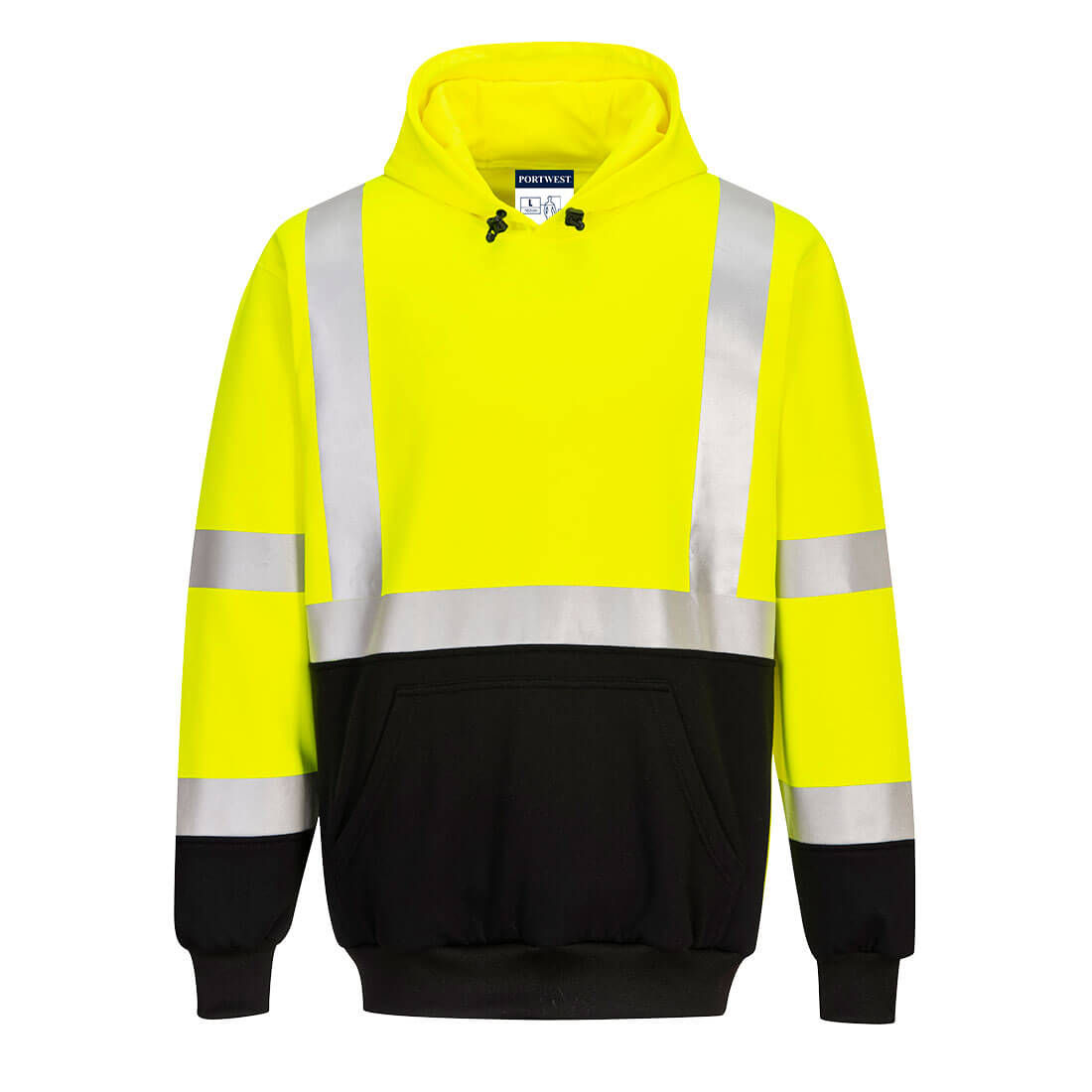 UB324YBRXL Two-Tone Hooded Sweatshirt, Yellow & Black - Extra Large