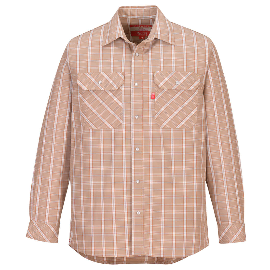 UFR97KHRXL Mens Bizflame 88-12 FR Plaid Shirt, Khaki - Extra Large -  Portwest