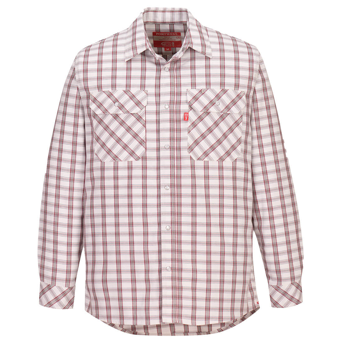 UFR97WHRXL Mens Bizflame 88-12 FR Plaid Shirt, White - Extra Large -  Portwest