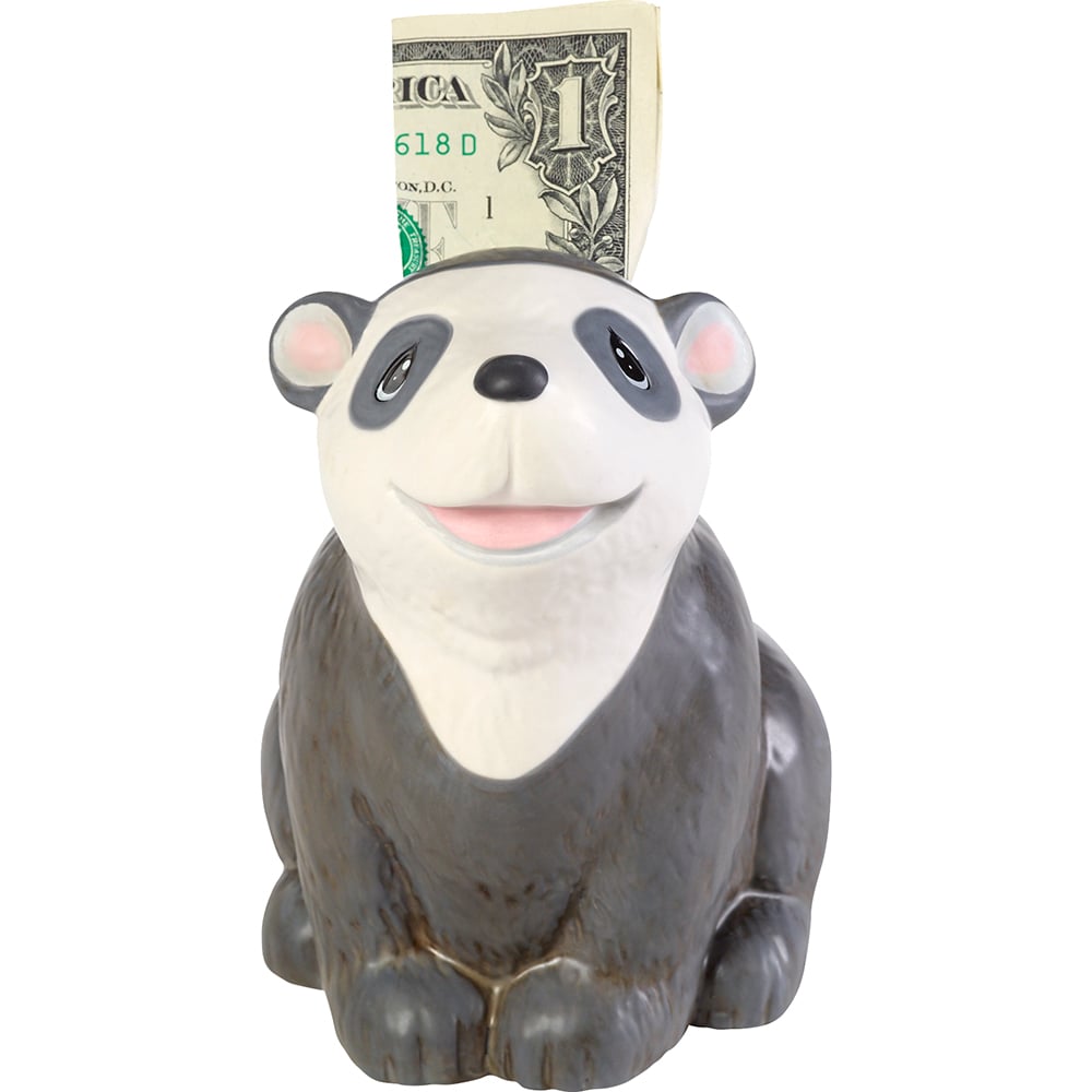 192428 Be Caring, Kind & Live Joyfully Bear Keepsake Bank, Black & White