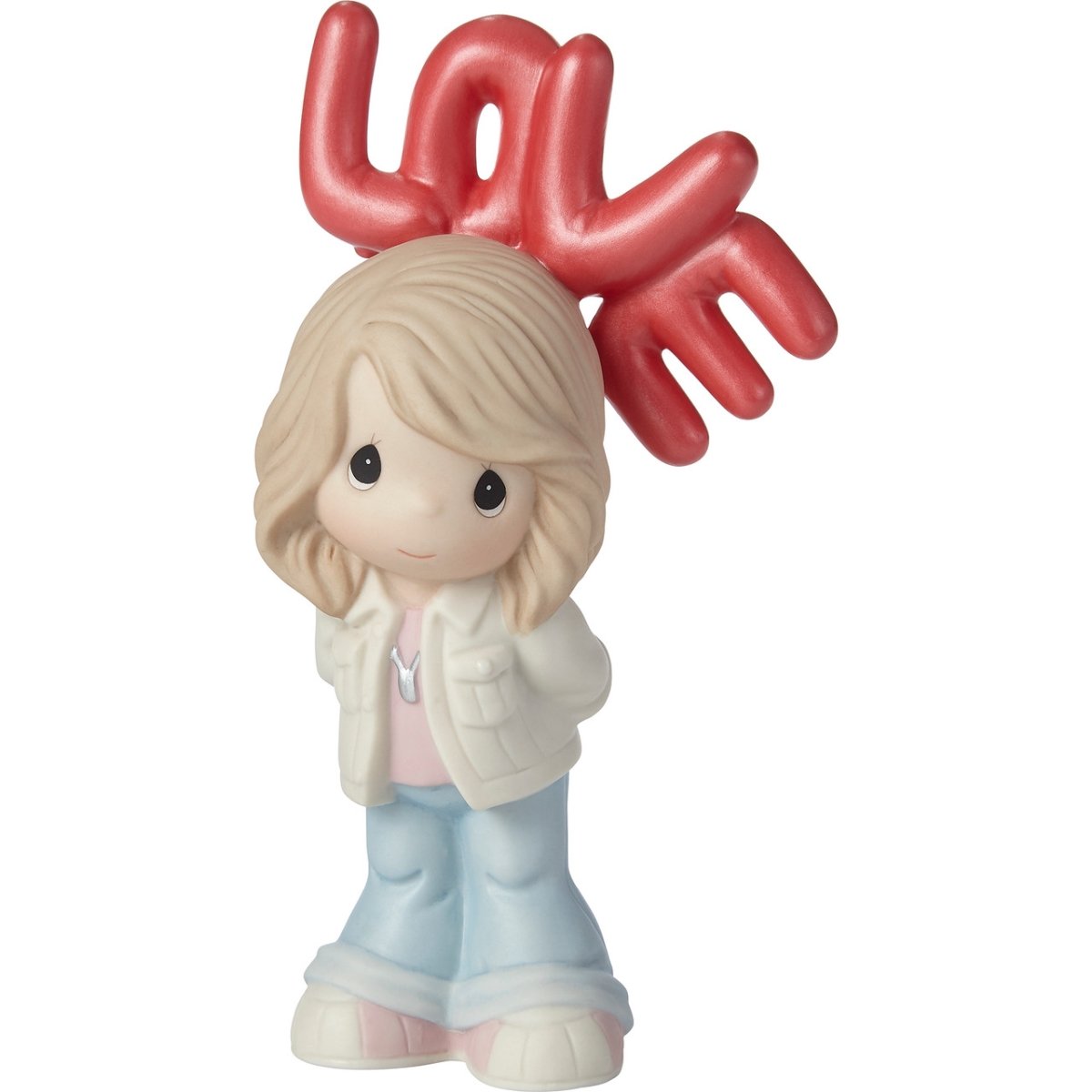 Picture of Be the Light Christian Bookstore 202001 Porcelain Holding Red Love Balloons Girl Figurine, Multi Color