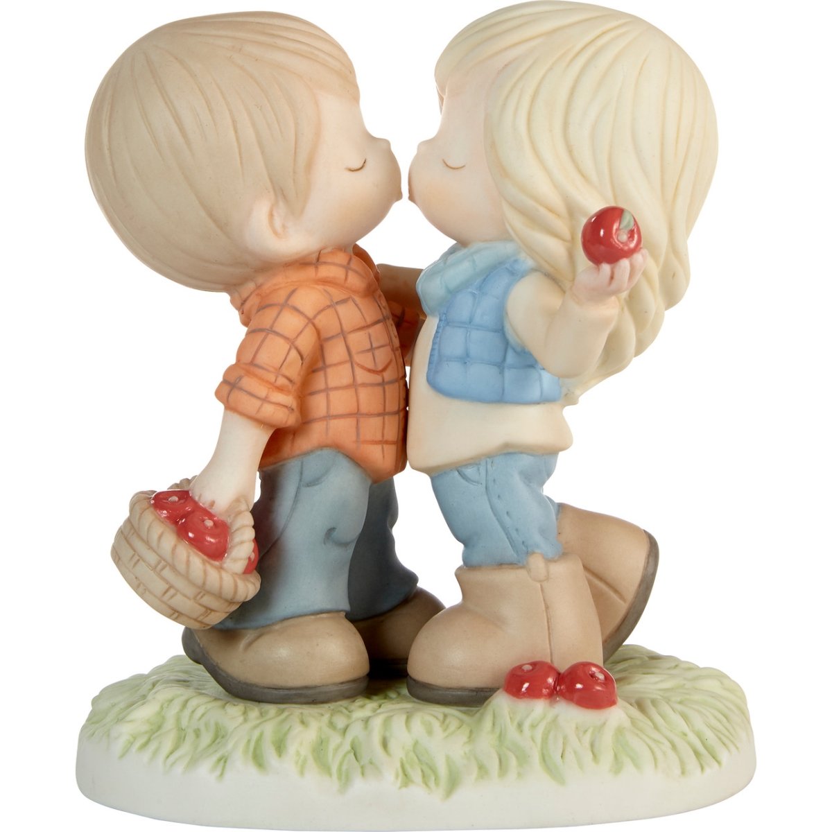 Picture of Be the Light Christian Bookstore 211021 Porcelain Couple Figurine with Bushel of Apples, White