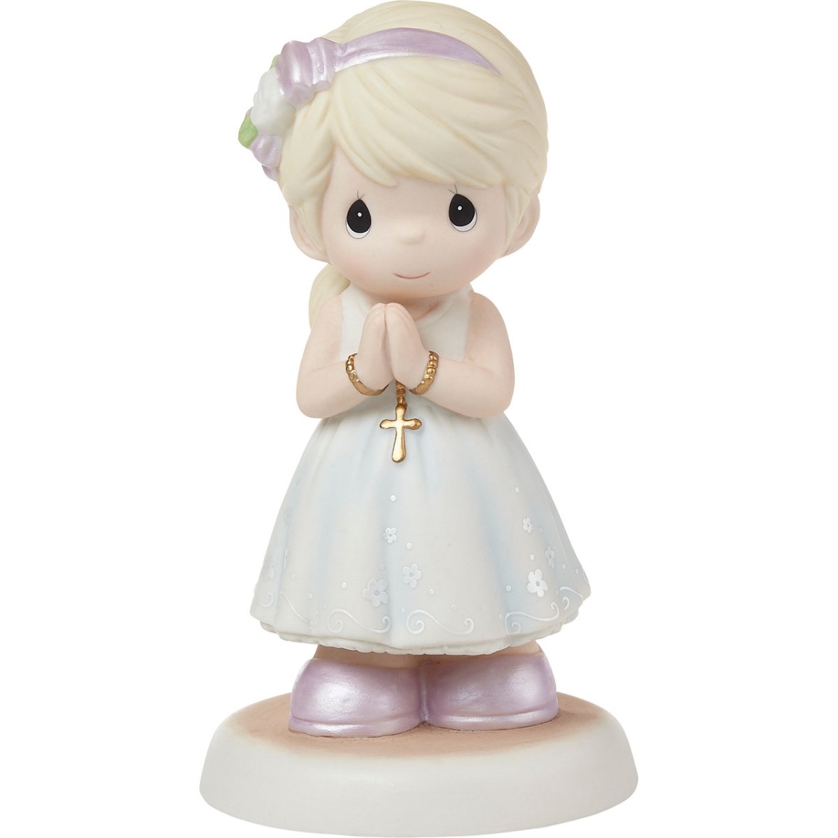 Picture of Be the Light Christian Bookstore 222021 5.5 in. Porcelain Standing Communion Girl Light Skin Blonde Hair Figurine, Multi Color